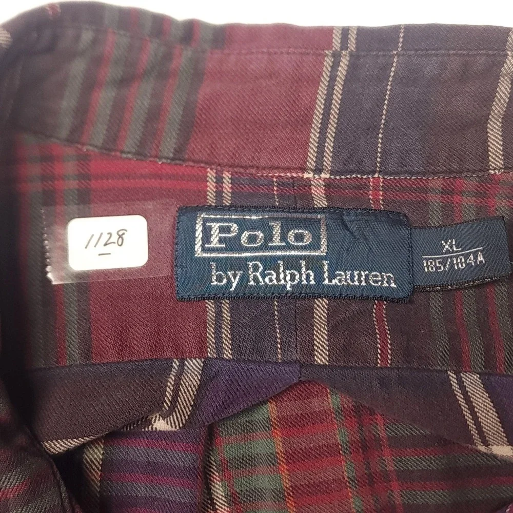 Polo Ralph Lauren Shirt Mens XL Multicolor Plaid Cotton Button Down
